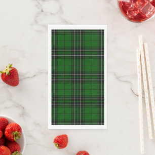 Serviette En Papier MacLean Tartan vert et noir plaid