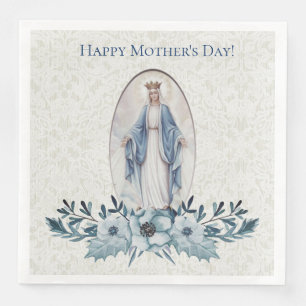 Serviette En Papier Madame florale bleue de de dentelle de Vierge