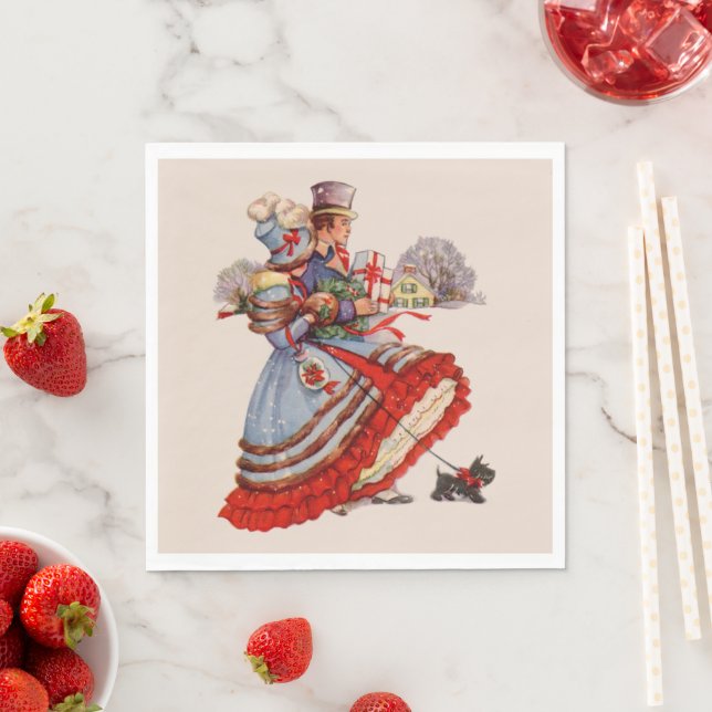 Serviette En Papier Magasin de Noël à l'ancienne (En situation)