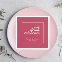 Magenta & Blanc moderne minimaliste Mariage servie
