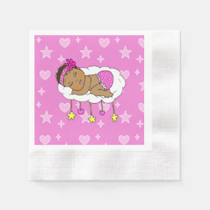 Serviette En Papier Magenta Ethnic Baby Girl Hearts and Stars