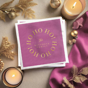 Serviette En Papier Magenta Gold Christmas Ho Ho Ho ID1009