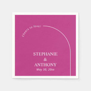 Serviette En Papier Magenta minimaliste moderne avec Mariage d'arc