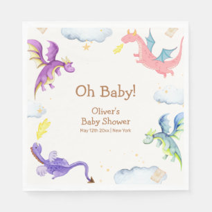 Serviette En Papier Magic Fairytale Baby shower Dragon Magique