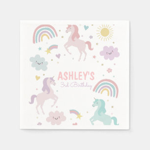 Serviette En Papier Magic Pastel Unicorn Rainbow Birthday Party