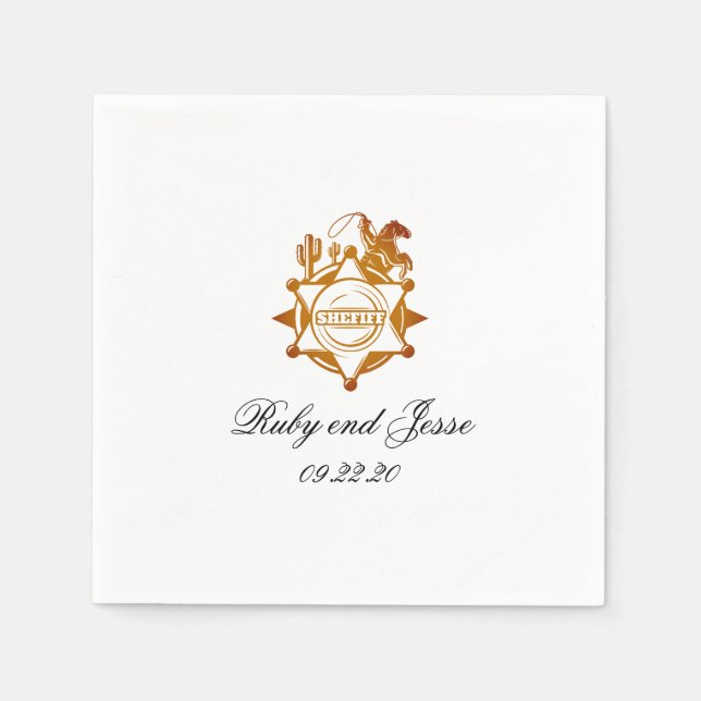 Serviette En Papier Magic Western Dark Mariage Brown (Devant)