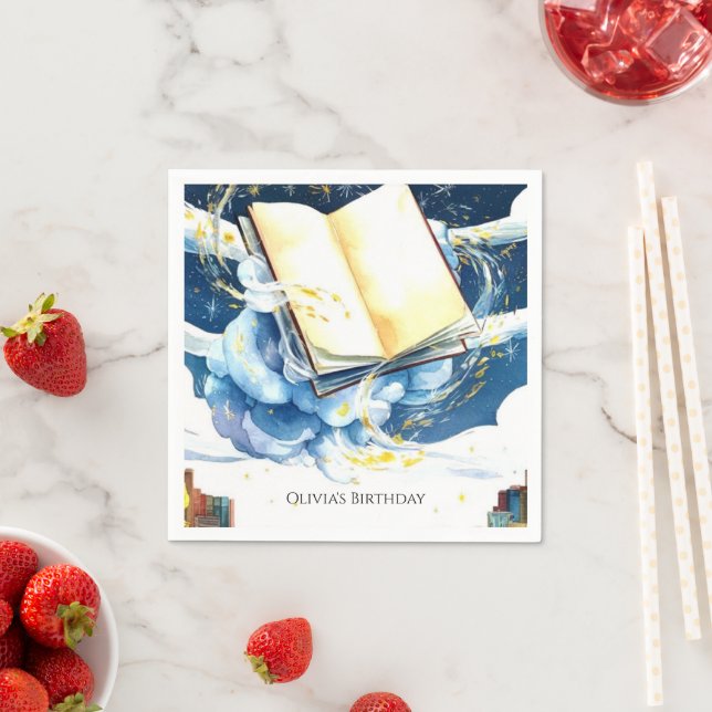 Serviette En Papier Magical Editable Library Storybook Anniversaire (En situation)