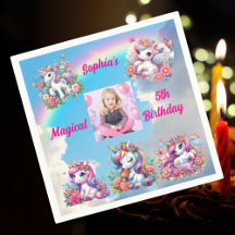Magical Floral Unicorn Photo Anniversaire de enfan