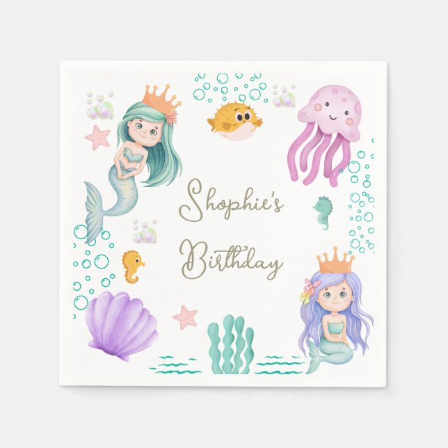 Serviette En Papier Magical Mermaid Birthday Party  (Devant)
