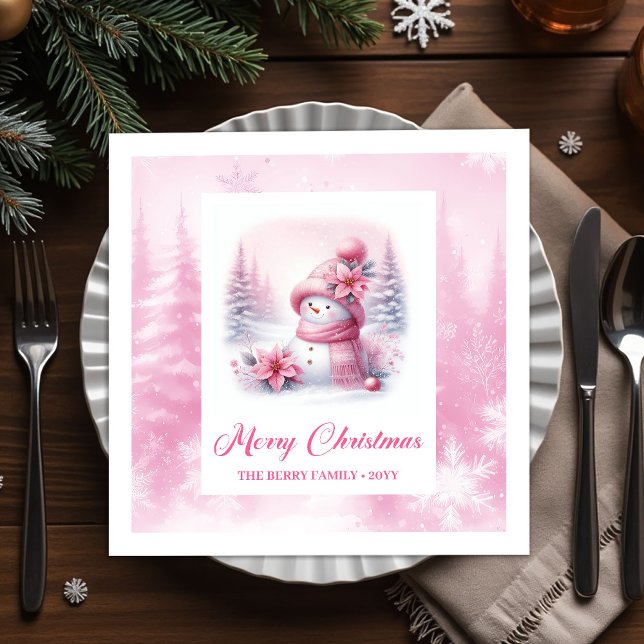 Serviette En Papier Magical Pinkmas Kids Winter Scene Cozy Forest Xmas (Magical Pinkmas Kids Winter Scene Cozy Forest Christmas Napkins

)