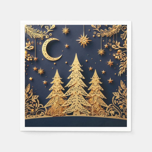 Serviette En Papier Magical Tree Scene – Yuletide Glimmers (Devant)