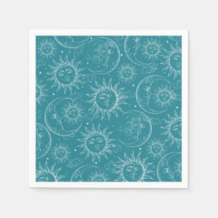 Serviette En Papier Magie turquoise Vintage étoile solaire céleste