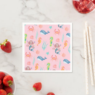 Serviette En Papier Magique mermaid baleine arc-en-ciel fête de fille