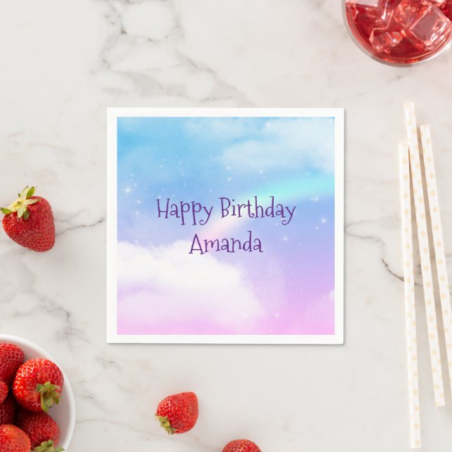 Serviette En Papier Magique Pastel Nuds et un Rainbow Birthday (En situation)