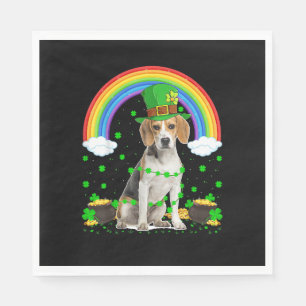 Serviette En Papier Magique Rainbow Leprechaun Beagle Chien St. Patric