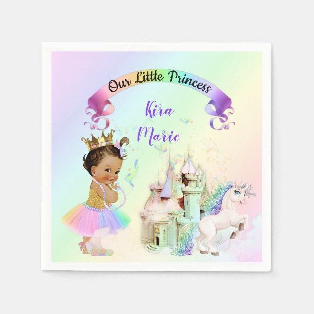 Serviette En Papier Magique Rainbow Princess Castle Unicorn (Devant)