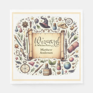 Serviette En Papier Magique sorcière vintage sorcière Casquettes