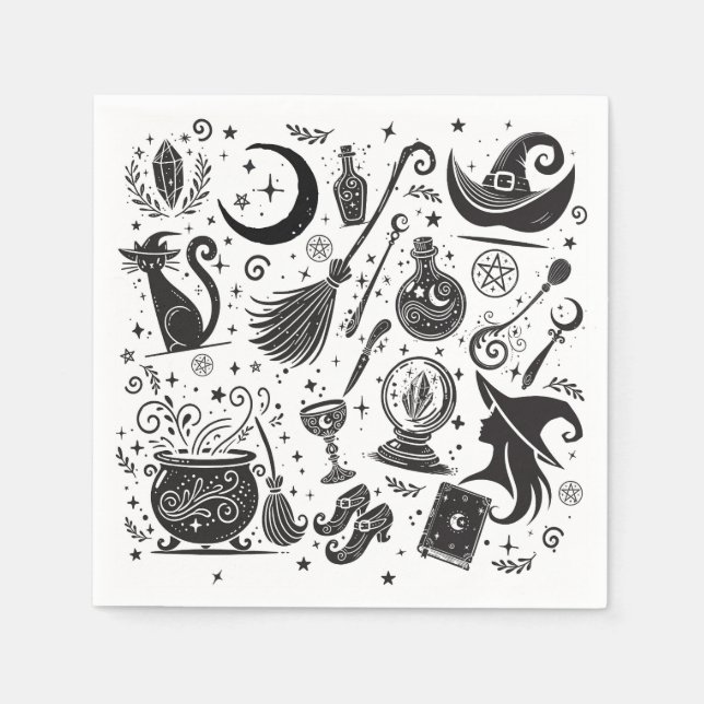 Serviette En Papier Magique sorcière Whimsical Wiccan Pagan Parti (Devant)