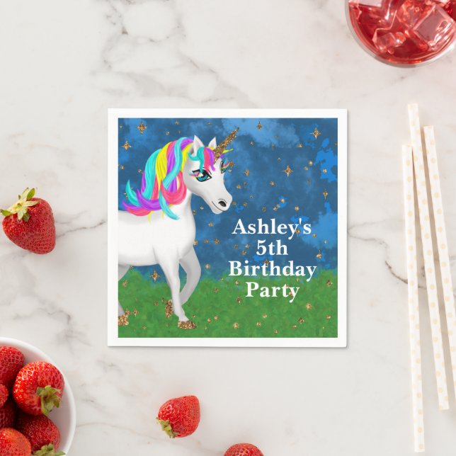Serviette En Papier Magique Unicorn fête d'anniversaire (En situation)
