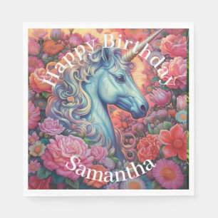 Serviette En Papier Magique Unicorn Joyeux anniversaire