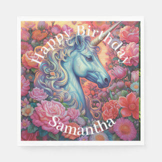 Serviette En Papier Magique Unicorn Joyeux anniversaire