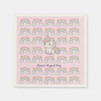 Serviette En Papier Magique Unicorn Pastel Rainbow Party