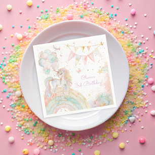 Serviette En Papier Magique Unicorn Rainbow Anniversaire Party