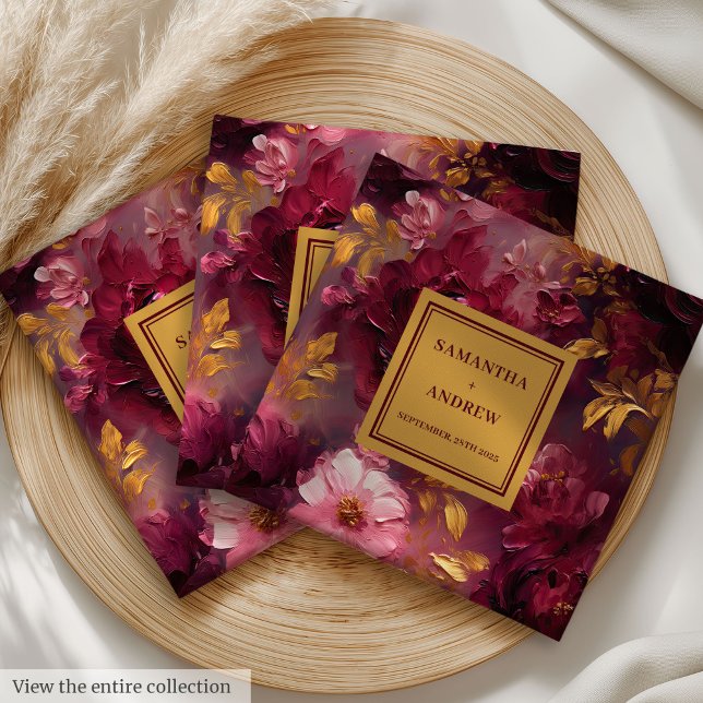 Serviette En Papier Magnifique Burgundy Gold Mariage Dîner Rose de ser (Gorgeous Burgundy Gold Wedding Dinner Napkins Roses)