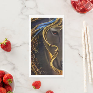 Serviette En Papier Magnifique Cheval foncé Triptyque