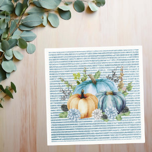 Serviette En Papier Magnifique citrouille bleu de Thanksgiving aquarel
