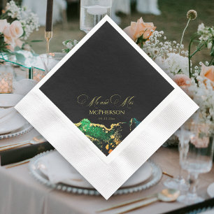 Serviette En Papier Magnifique Emerald Green Black Bronze Mariage