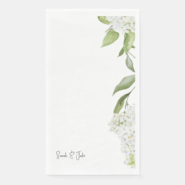 Serviette En Papier Magnifique Hydrangea Blanche Florale Mariage Blanc (Devant)