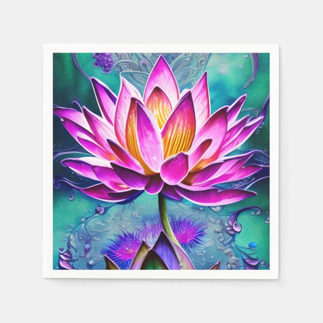 Serviette En Papier Magnifique Portrait rose Lotus Flower (Devant)