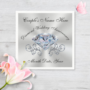 Serviette En Papier Magnifique serviettes Anniversaire Diamant en 3 ta