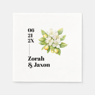 Serviette En Papier Magnolia Blooms Lemons Mariage