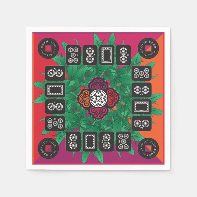 Serviette En Papier Mah Jongg Arbre Argent 2025 serviettes (Devant)