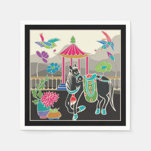 Serviette En Papier Mah Jongg Carreaux Carte Cheval Petite