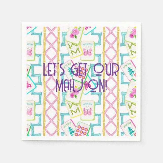 SERVIETTE EN PAPIER MAHJONG COCKTAIL NAPKINS (Devant)