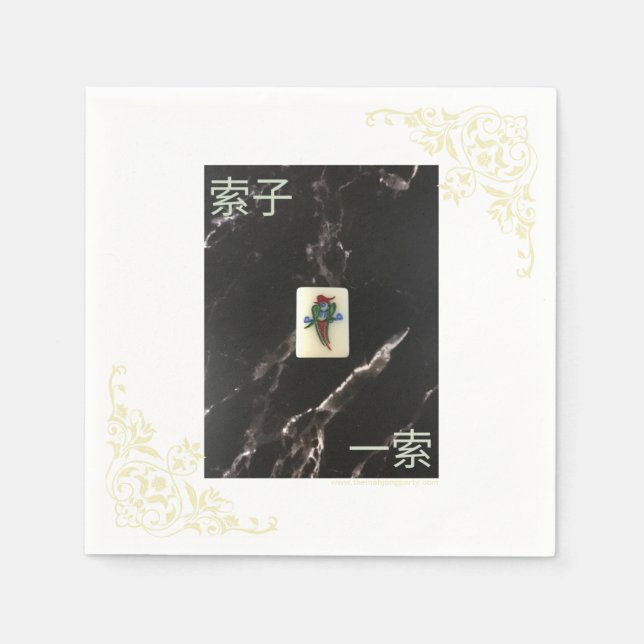 Serviette En Papier Mahjong Napkin avec cantonais 1 de Bambou (Devant)