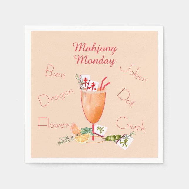 Serviette En Papier Mahjong Tiles and Cocktail Paper Napkin (Devant)