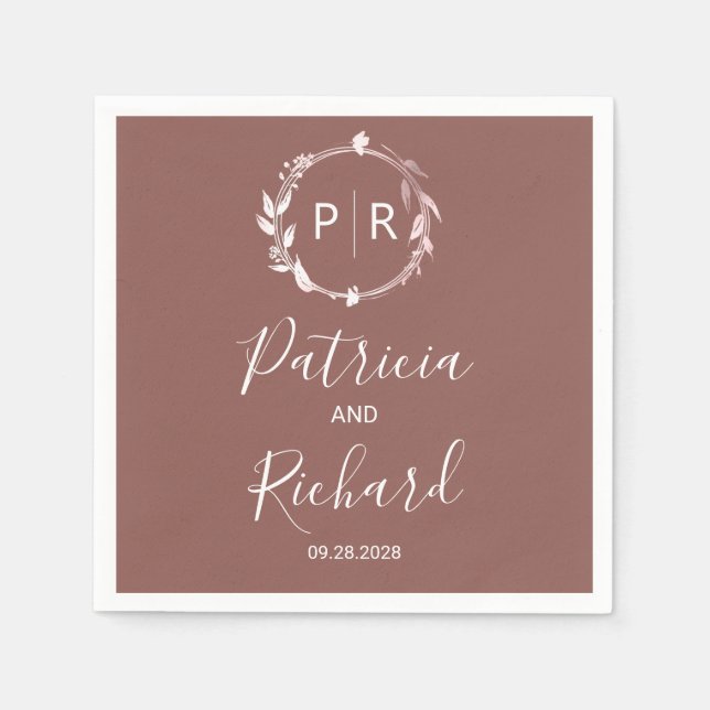 Serviette En Papier Maillot en terre cuite Monogram Mariage Napkins (Devant)