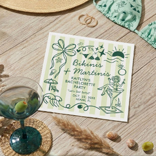 Serviette En Papier Maillots de bain et martinis Plage Enterrement de