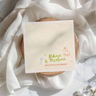 Serviette En Papier Maillots & Martinis Dessinés à la Main pour Enterr