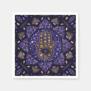Serviette En Papier Main de Hamsa à Fatima à Lotus mandala