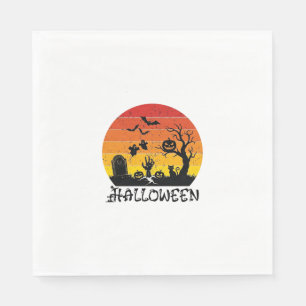 Serviette En Papier Main de zombie Halloween Pierre tombale Arbre Chat