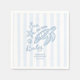 Serviette en papier Main Dessinée Doodle Bleu Mer