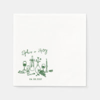 Main dessinée Élégante Design Cocktail Mariage Nap