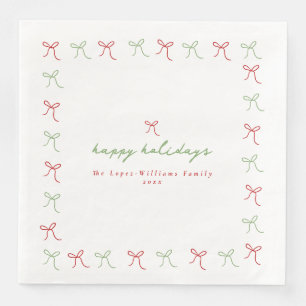 Serviette En Papier Main fanée blanc vaches rouge et vert Noël