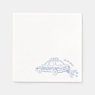 Serviette En Papier Main Tirée Juste marié taxi Cocktail Mariage
