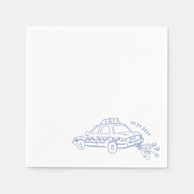 Serviette En Papier Main Tirée Juste marié taxi Cocktail Mariage (Devant)